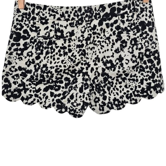 J. Crew Womens 6 Black Cream Linen Blend Printed Scalloped Shorts‎ - Picture 3 of 10